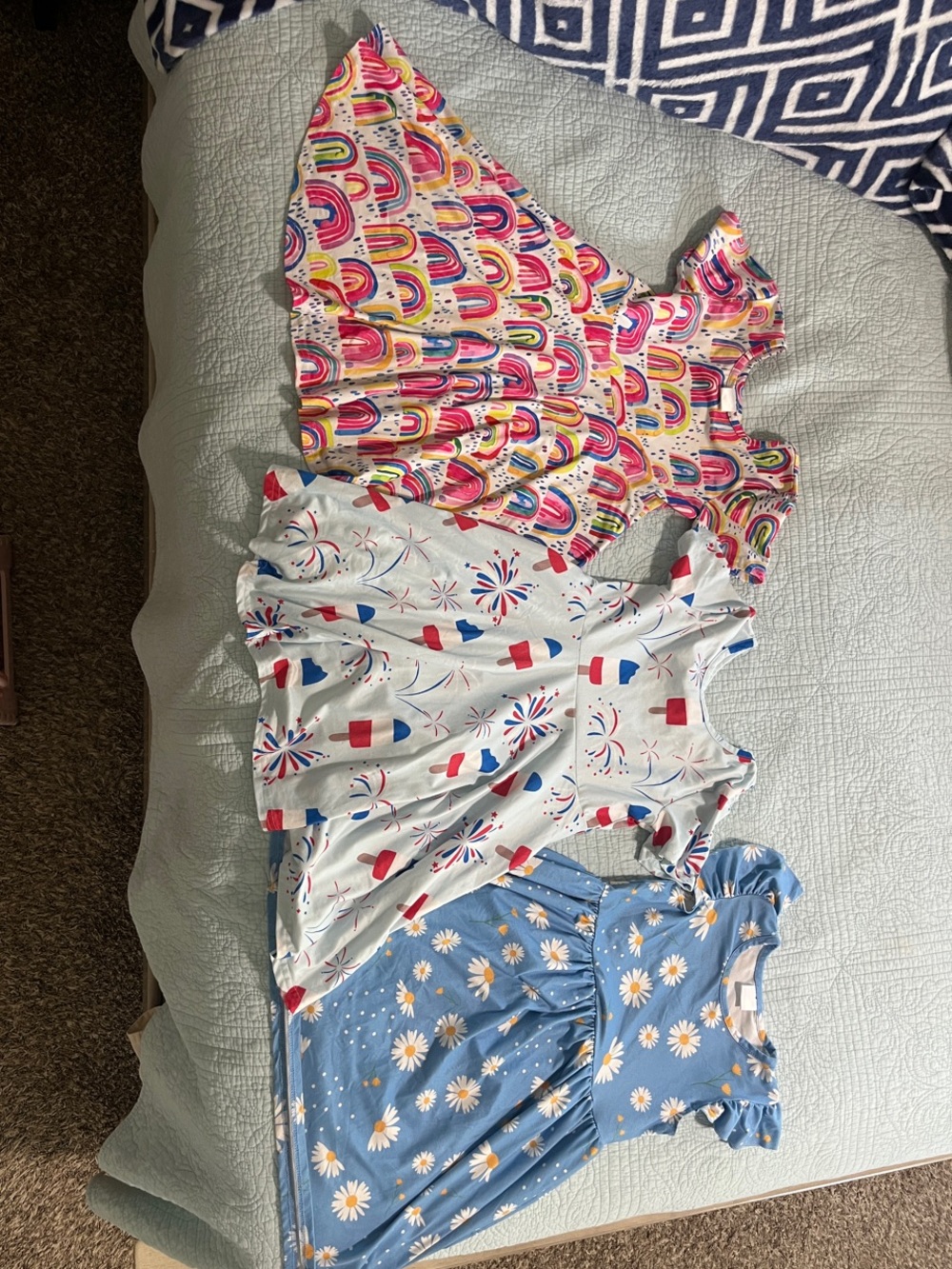 SHEIN Girls Multi-Print Summer Dress Bundle — Pink, White, Blue
